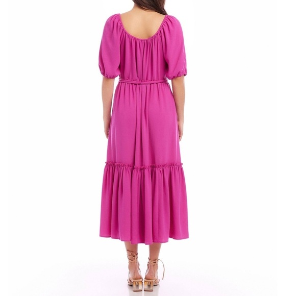 NWT KAREN KANE Short Sleeve Removable Tie Belt Ruffle Layered Dress Size X-Small - Picture 2 of 5